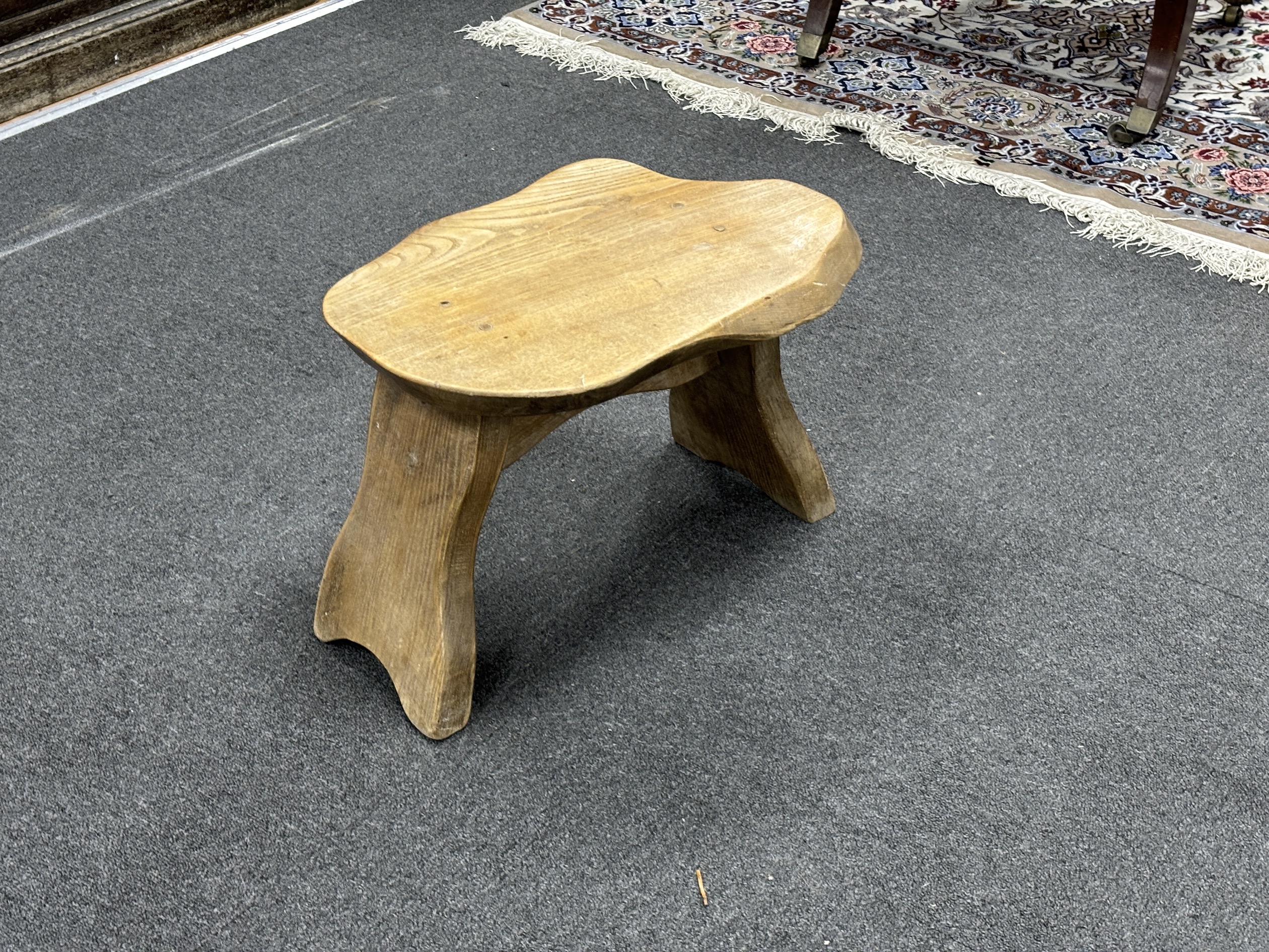 A provincial oak stool, width 48cm, depth 30cm, height 32cm